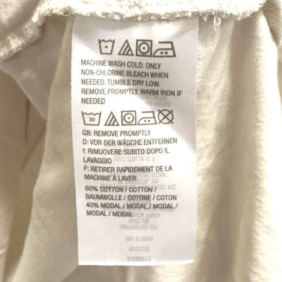 LOGO Lori Goldstein Women Top Cream Short Slv Knit Asymmetric Hem Flounce Large - Picture 7 of 8